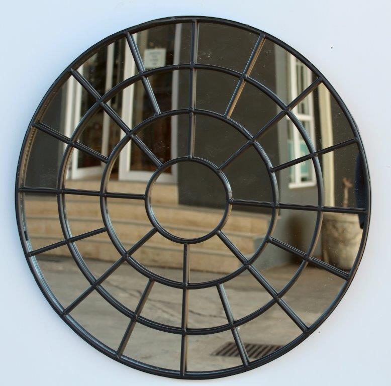 Round Metal Mirror Spider Web Design